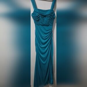 Azazie Teal Maxi Dress with Ruched Bodice